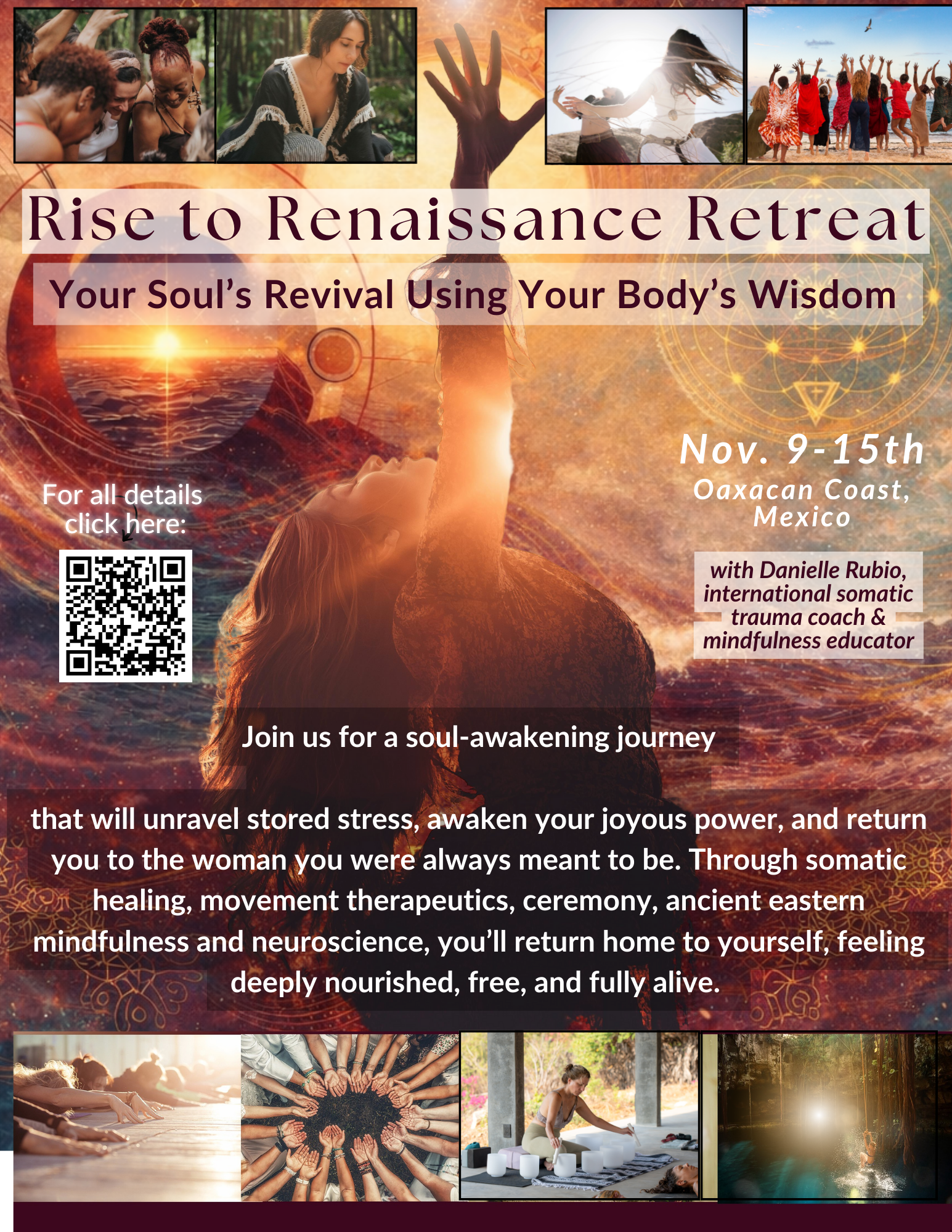 Rise to Renaissance Retreat: Your Soul's Revival Using Your Body's Wisdom A 6-Day Nervous System Reset Retreat for high-achieving women who want to trade anxious, on edge & stuck to living in joy & creating legacy with powerful inner peace